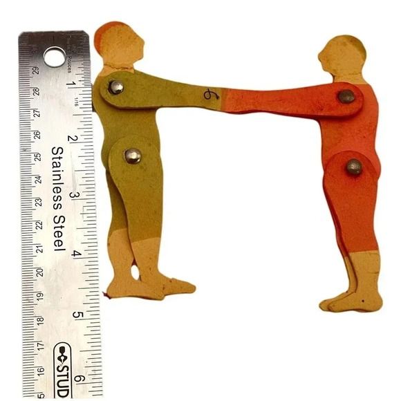 Carnival Toy Paper Circus 2 Acrobats Moveable Rivets Vintage circa  30s - Picture 9 of 9